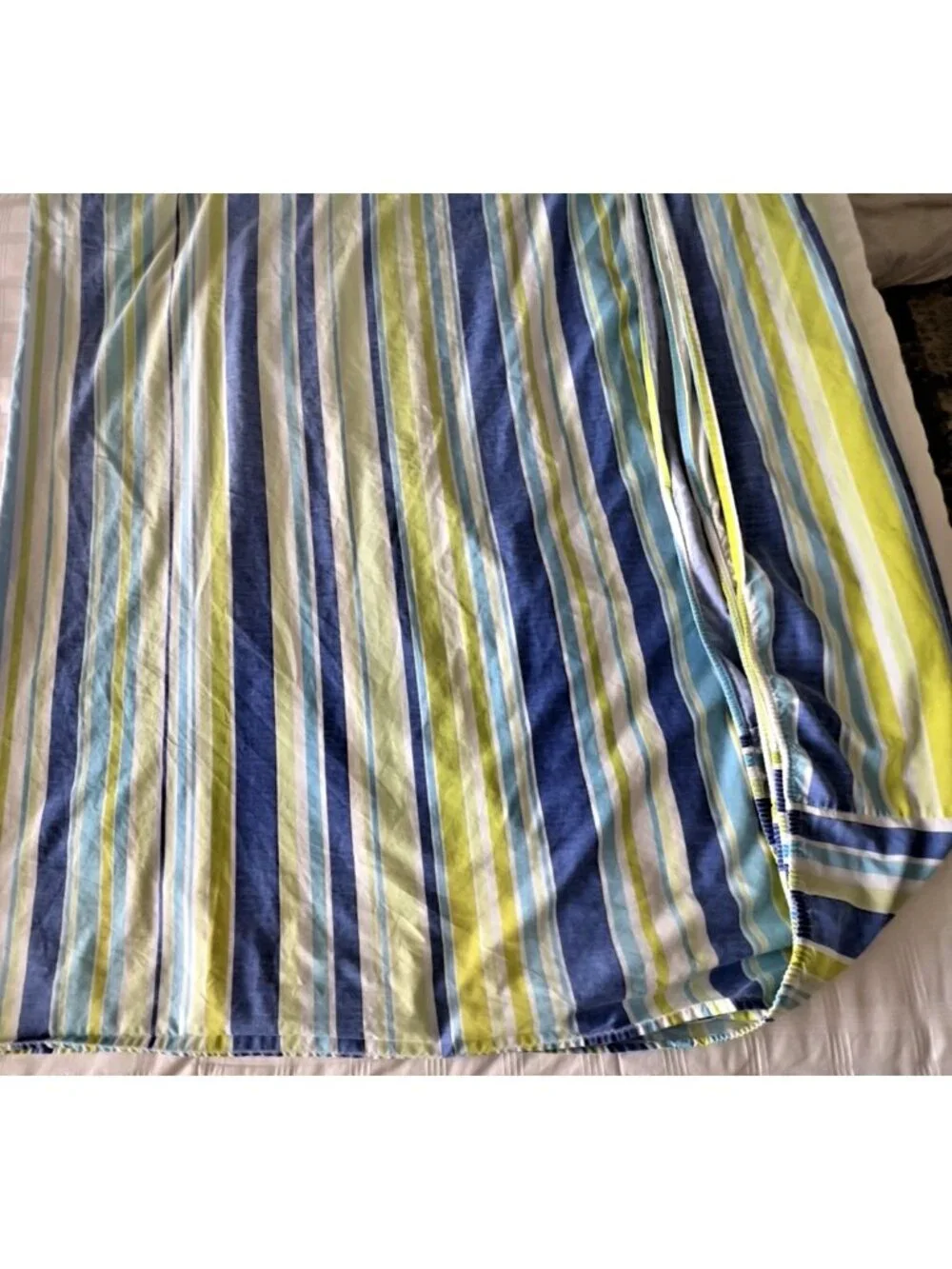 Retro King Size Sheet 3-pc Set Stripe Circle 1970s Cotton Poly Geometric Bedding